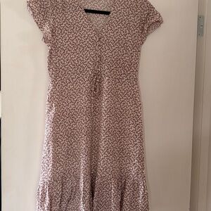 Rails Pink Floral Midi Dress with Button detail and String belt